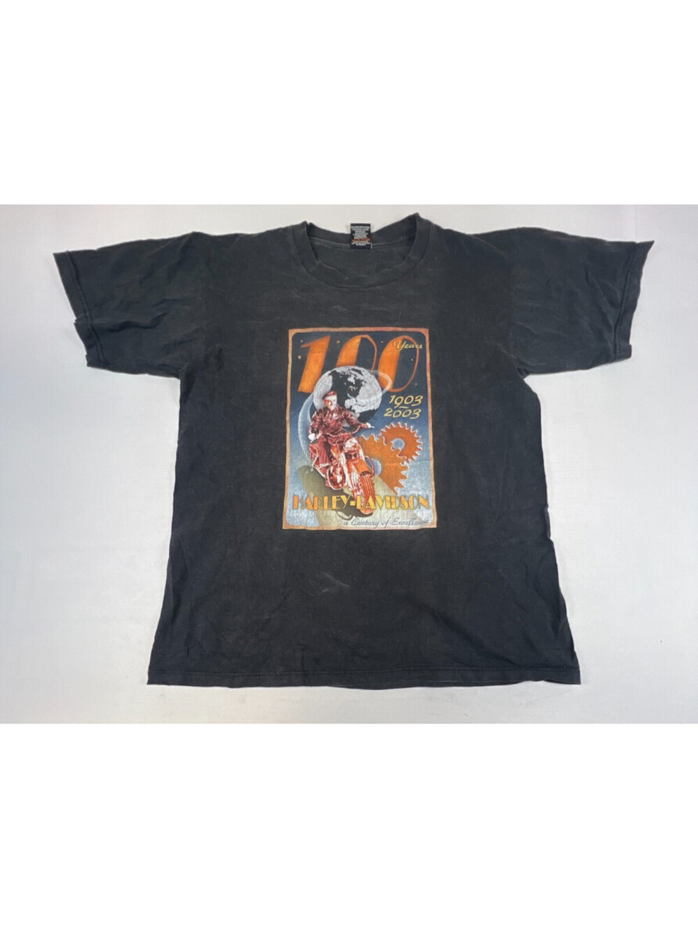 Vintage Harley-Davidson Men L Black USA 100th Anniversary 1903-2003 Graphic Tee
